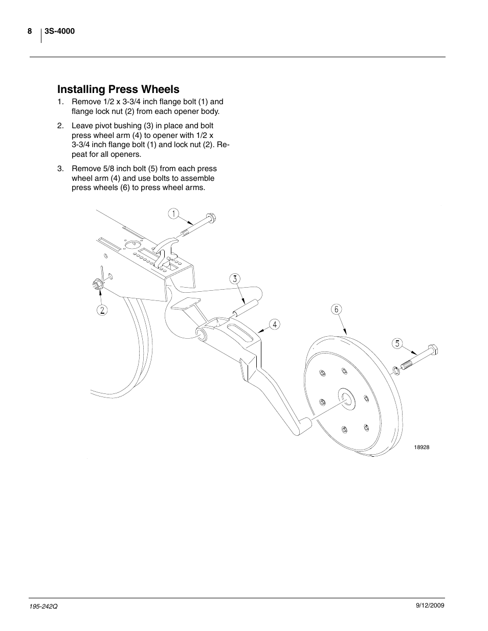 Installing press wheels | Great Plains 3S-4000F Predelivery Manual User Manual | Page 10 / 35