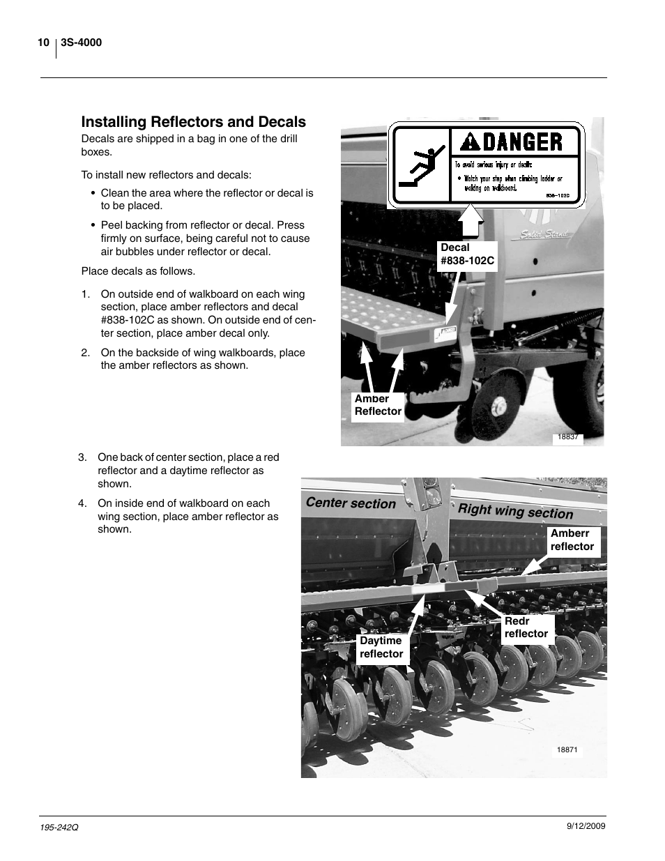 Installing reflectors and decals | Great Plains 3S-4000F Predelivery Manual User Manual | Page 12 / 35