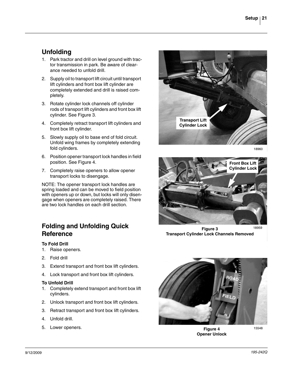 Unfolding, Folding and unfolding quick reference | Great Plains 3S-4000F Predelivery Manual User Manual | Page 23 / 35