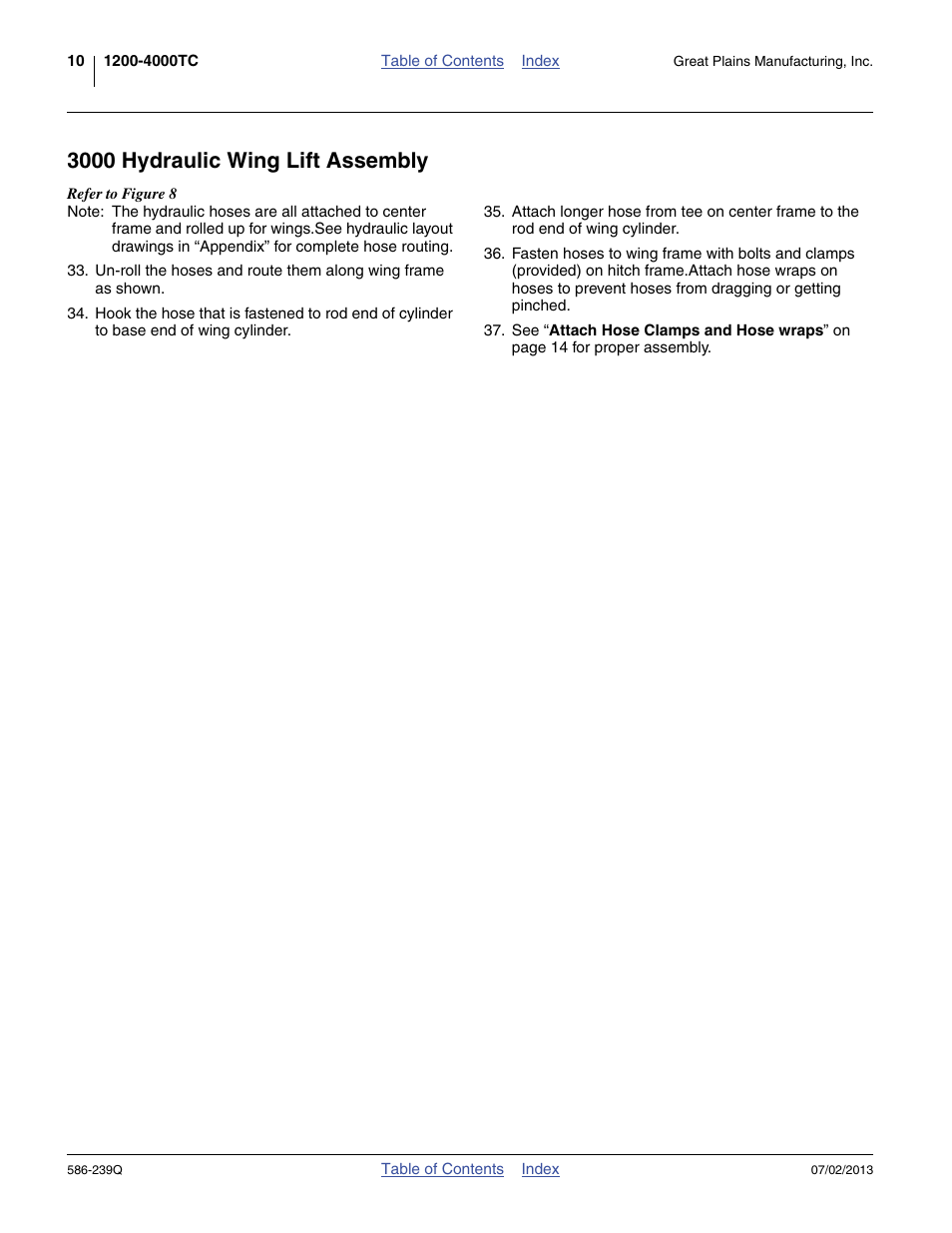 3000 hydraulic wing lift assembly | Great Plains 4000TC Predelivery Manual User Manual | Page 14 / 68
