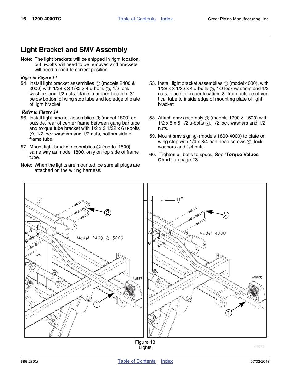Light bracket and smv assembly | Great Plains 4000TC Predelivery Manual User Manual | Page 20 / 68