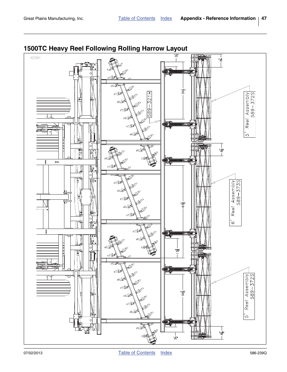 1500tc heavy reel following rolling harrow layout | Great Plains 4000TC Predelivery Manual User Manual | Page 51 / 68