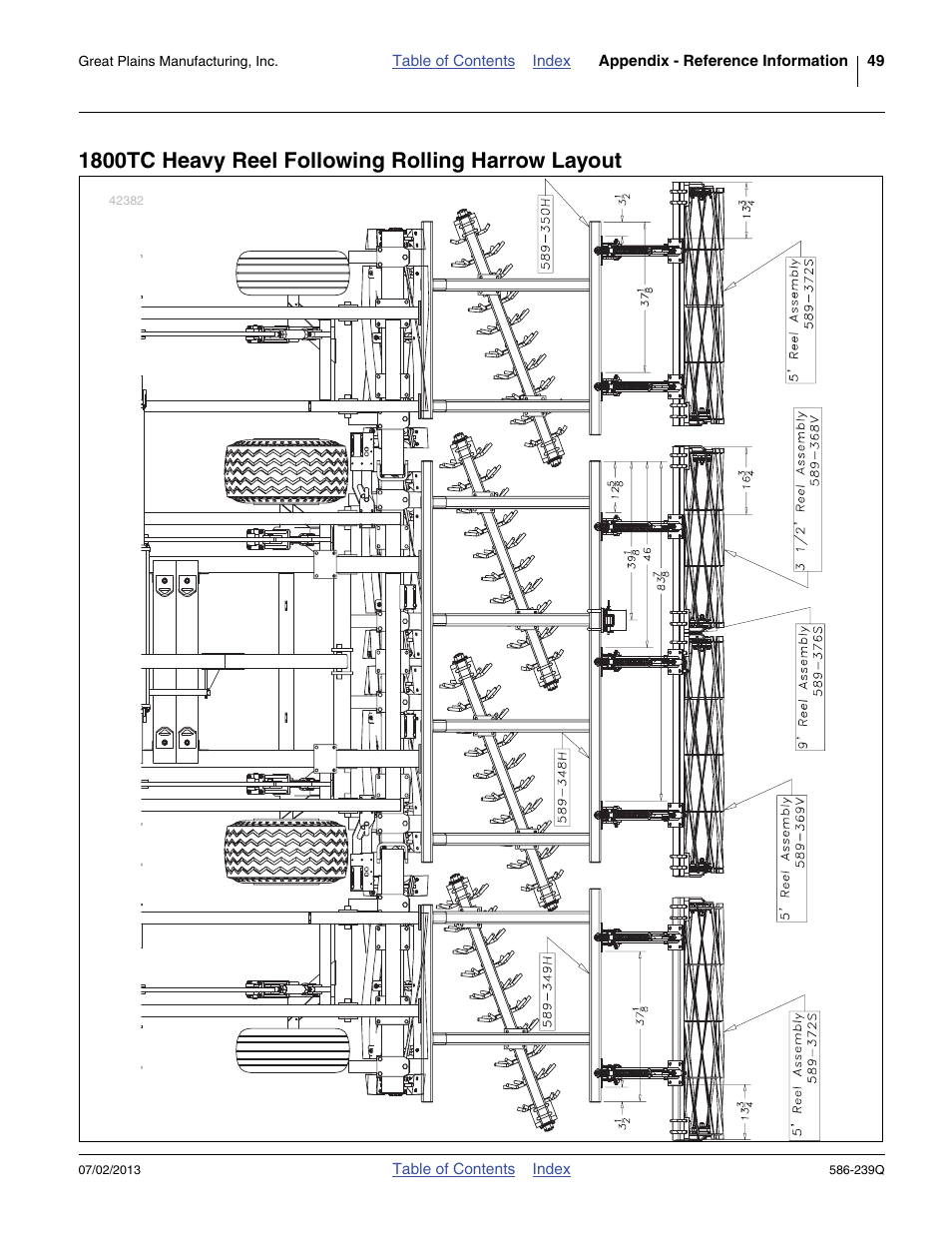 1800tc heavy reel following rolling harrow layout | Great Plains 4000TC Predelivery Manual User Manual | Page 53 / 68