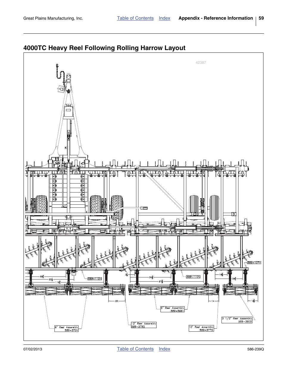4000tc heavy reel following rolling harrow layout | Great Plains 4000TC Predelivery Manual User Manual | Page 63 / 68