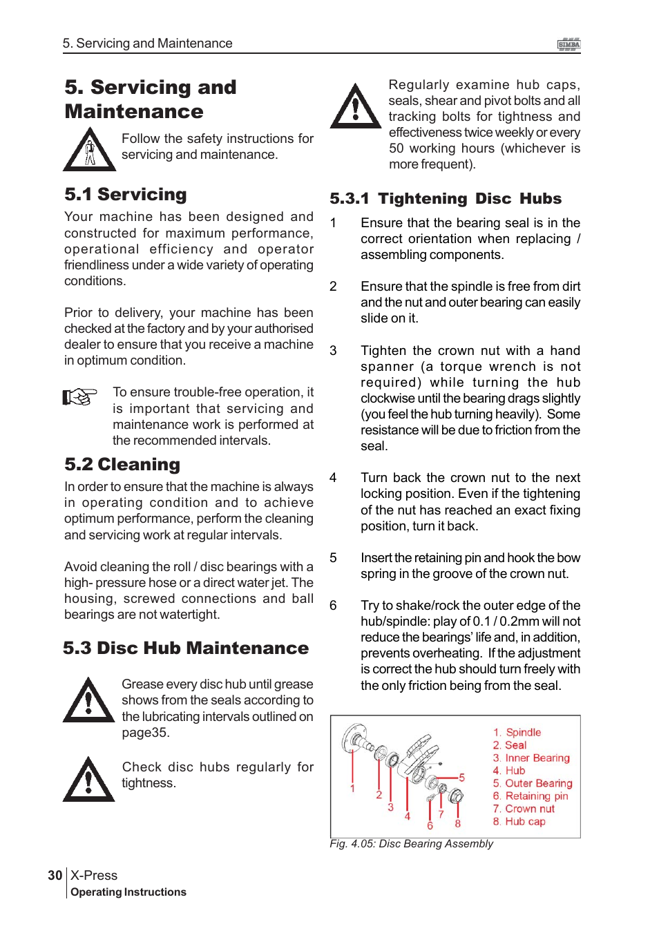Servicing and maintenance, 1 servicing, 2 cleaning | 3 disc hub maintenance | Great Plains P14175 Serial No 12213 to 12723 User Manual | Page 30 / 38