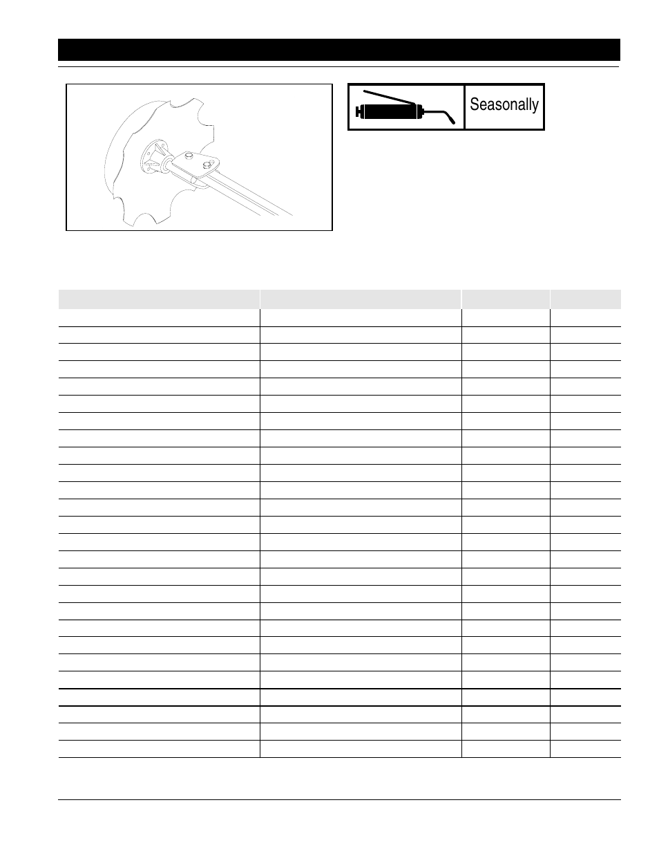 Seasonally, Disk bearings, Maintenance & lubrication record | Great Plains 8030-3P Wide Row Planters User Manual | Page 13 / 28