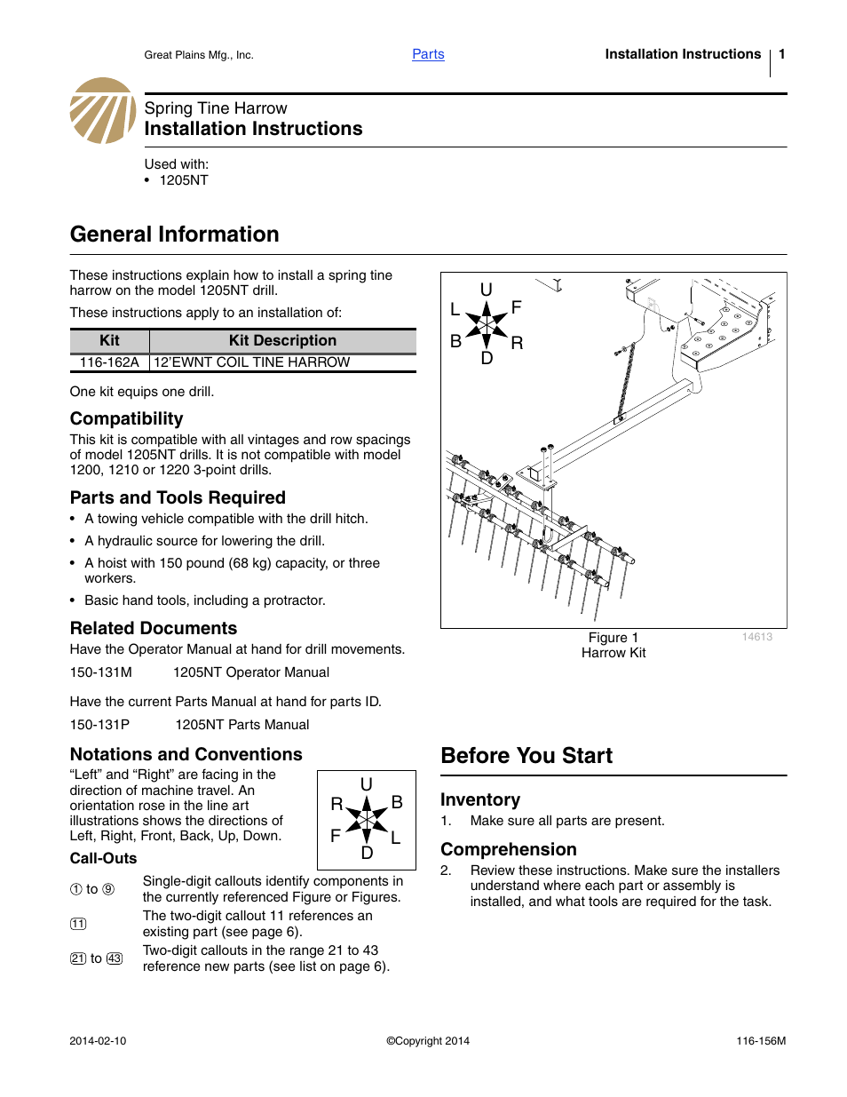 Great Plains 1205NT Installation Instructions User Manual | 8 pages
