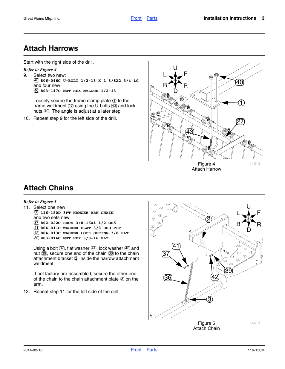 Attach harrows, Attach chains | Great Plains 1205NT Installation Instructions User Manual | Page 3 / 8