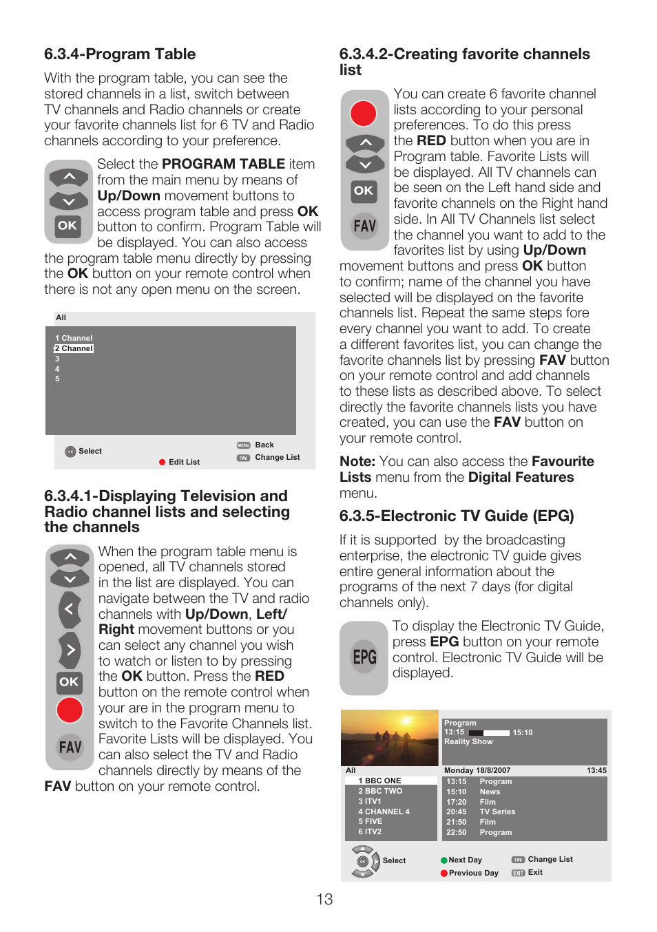 Electronic tv guide (epg), Program table | Beko 40WLU550FHID User Manual | Page 15 / 37