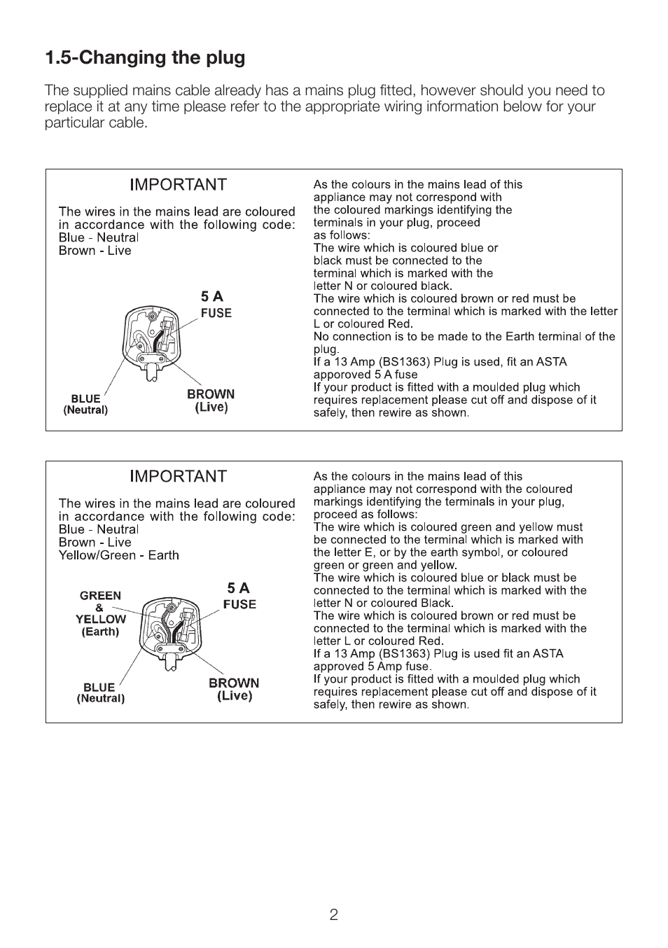 Changing the plug | Beko 40WLU550FHID User Manual | Page 4 / 37
