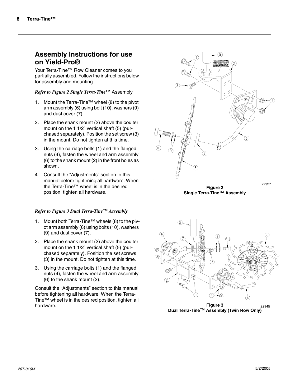 Assembly instructions for use on yield-pro | Great Plains Terra-Tine Row Cleaner User Manual | Page 10 / 31