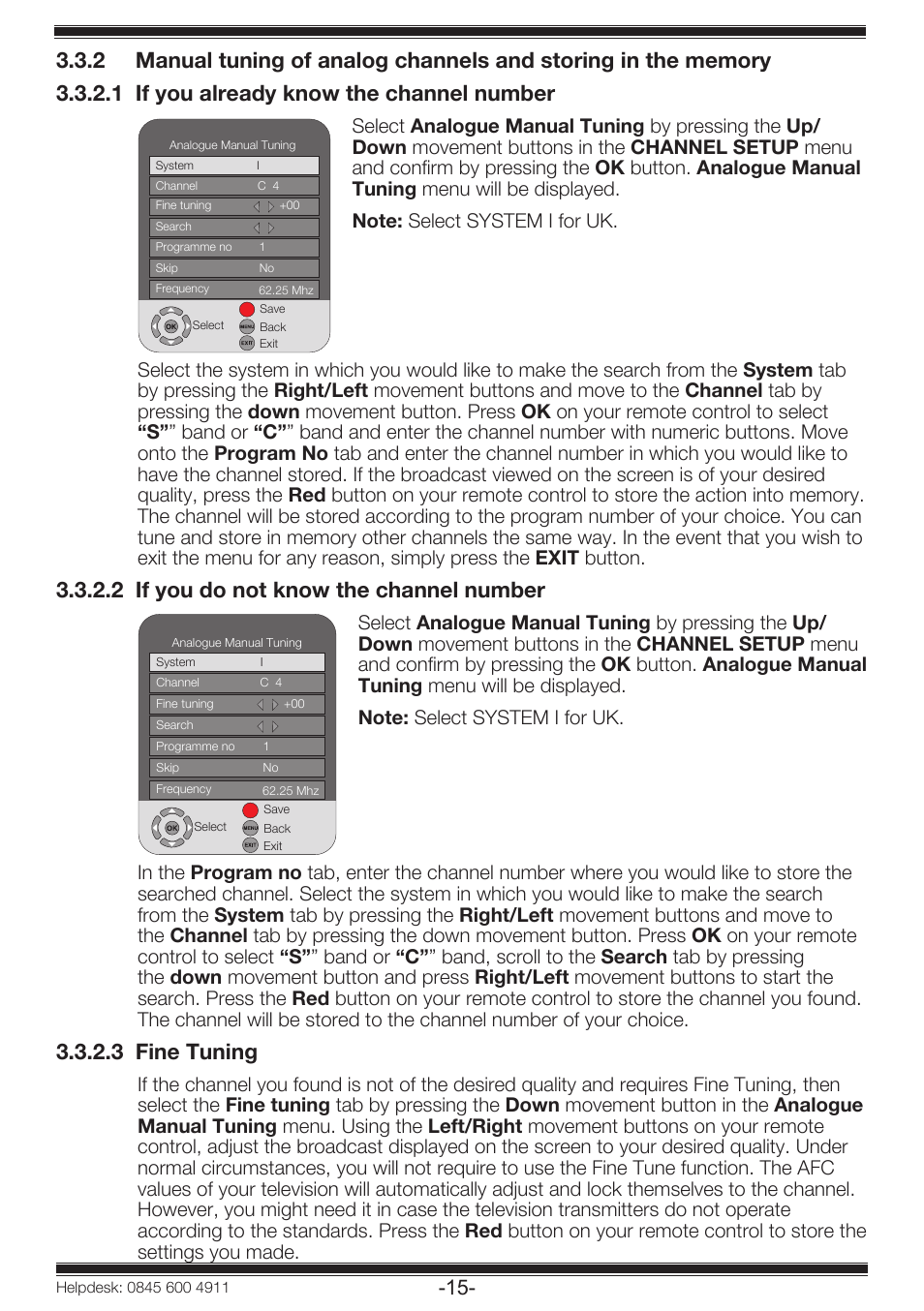 2 if you do not know the channel number, 3 fine tuning | Beko 19WLP530HID User Manual | Page 17 / 46