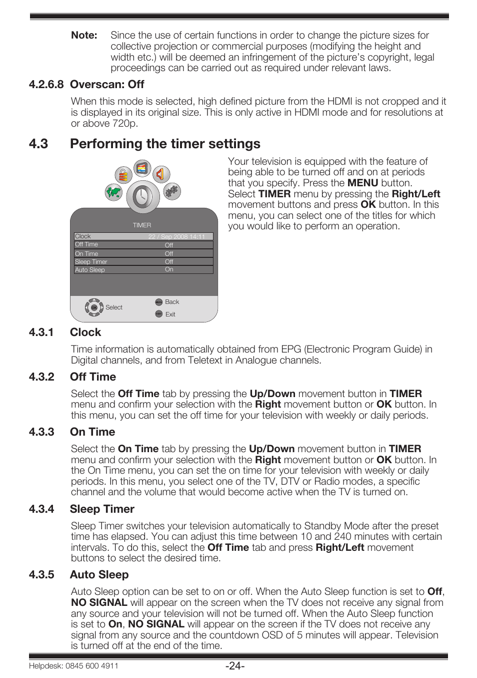 3 performing the timer settings | Beko 19WLP530HID User Manual | Page 26 / 46
