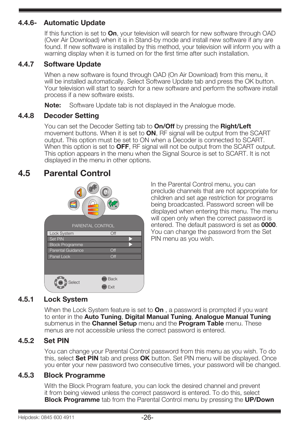 5 parental control | Beko 19WLP530HID User Manual | Page 28 / 46
