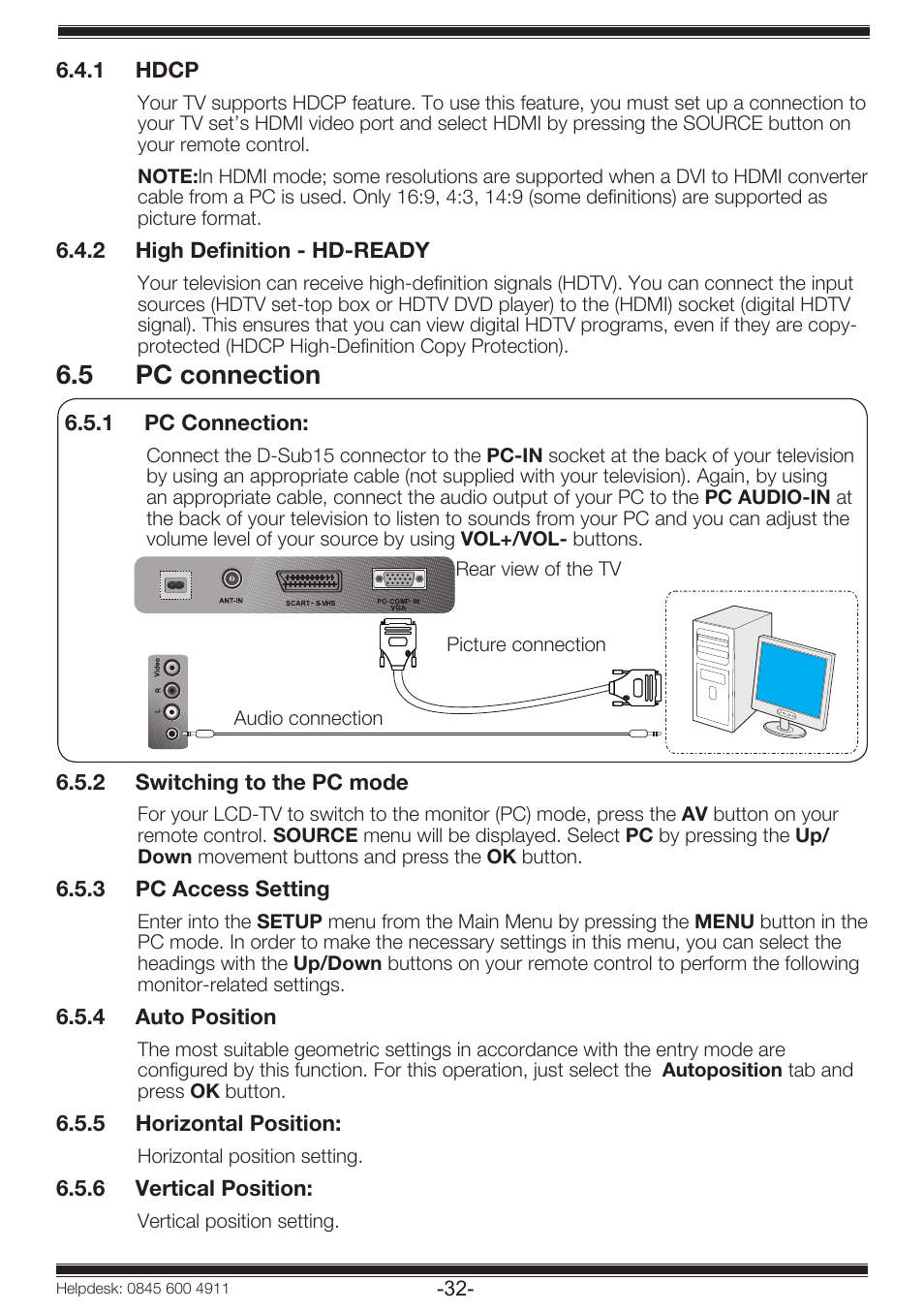 5 pc connection | Beko 19WLP530HID User Manual | Page 34 / 46