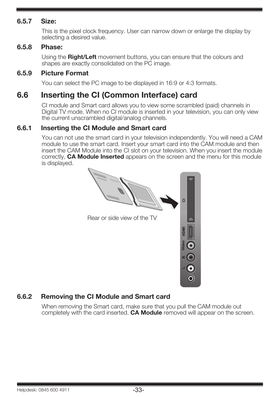 6 inserting the ci (common interface) card | Beko 19WLP530HID User Manual | Page 35 / 46