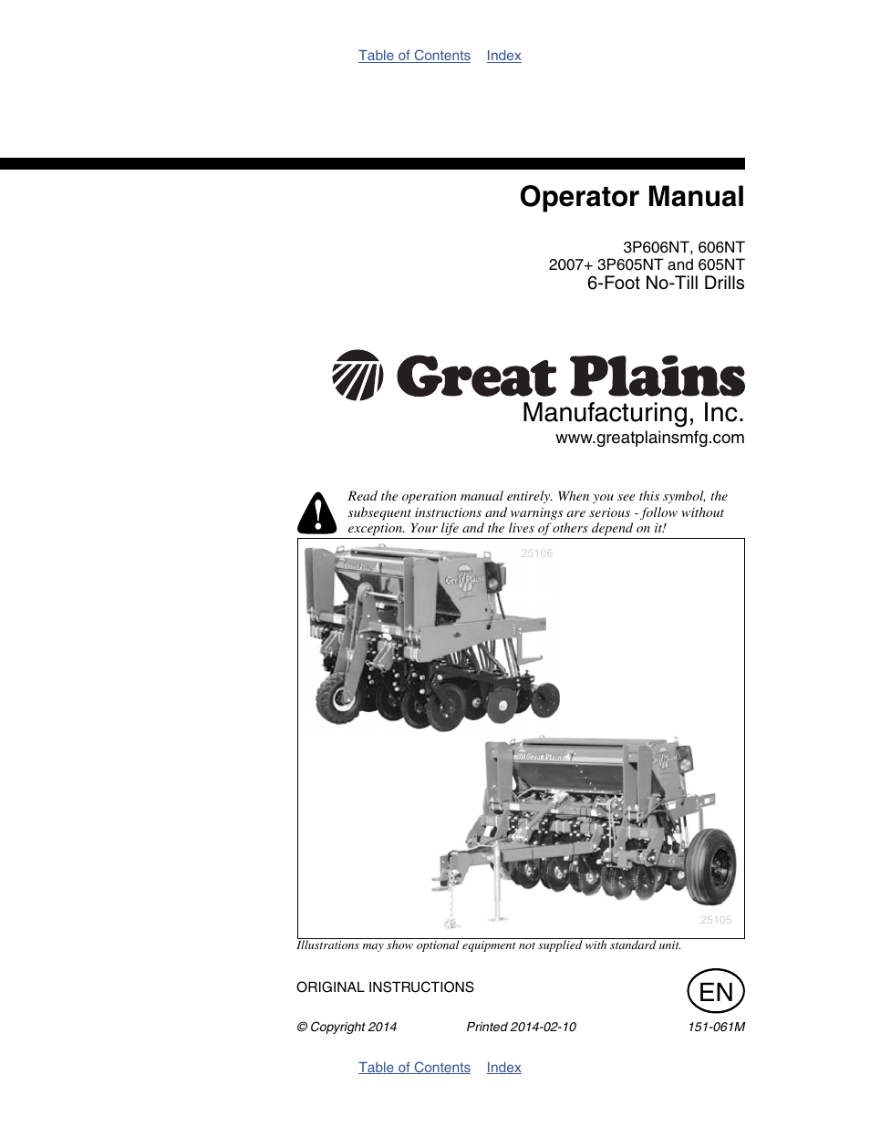 Great Plains 606NT Operator Manual User Manual | 80 pages