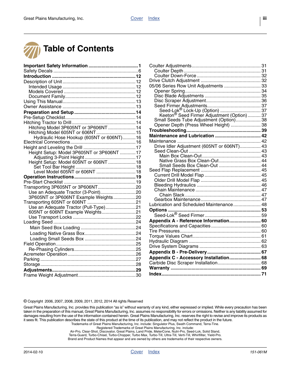 Great Plains 606NT Operator Manual User Manual | Page 3 / 80