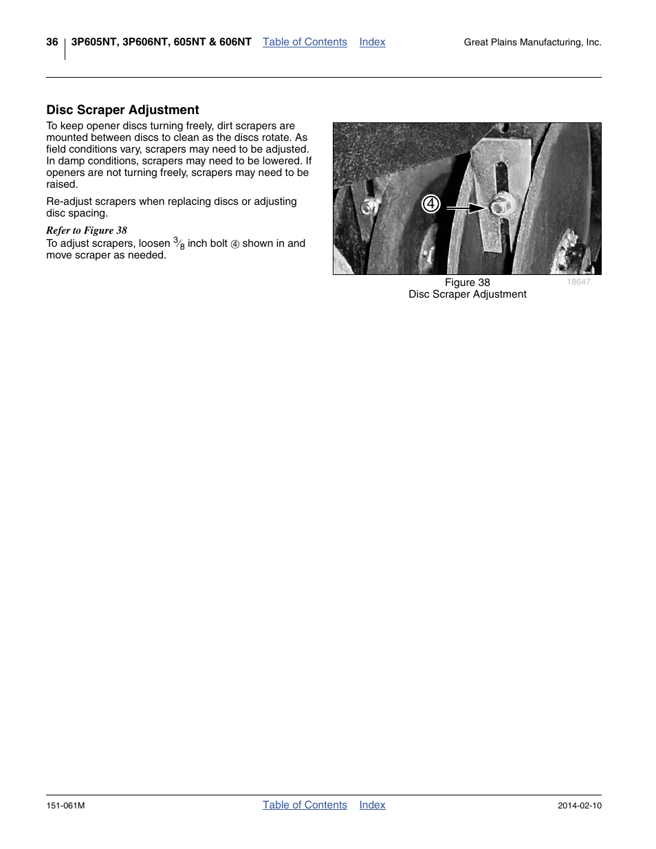 Disc scraper adjustment | Great Plains 606NT Operator Manual User Manual | Page 40 / 80