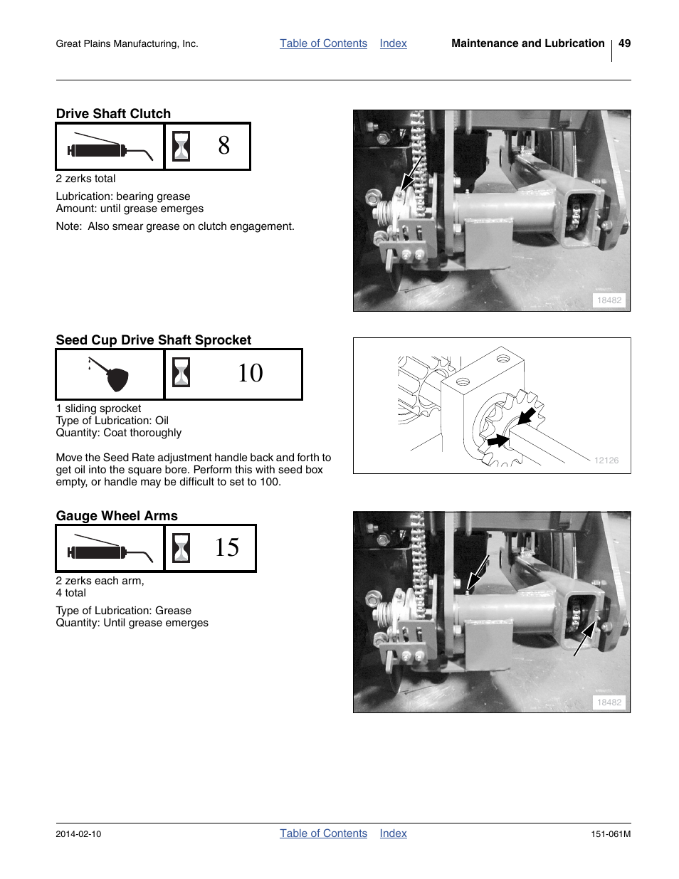 Drive shaft clutch, Seed cup drive shaft sprocket, Gauge wheel arms | Great Plains 606NT Operator Manual User Manual | Page 53 / 80