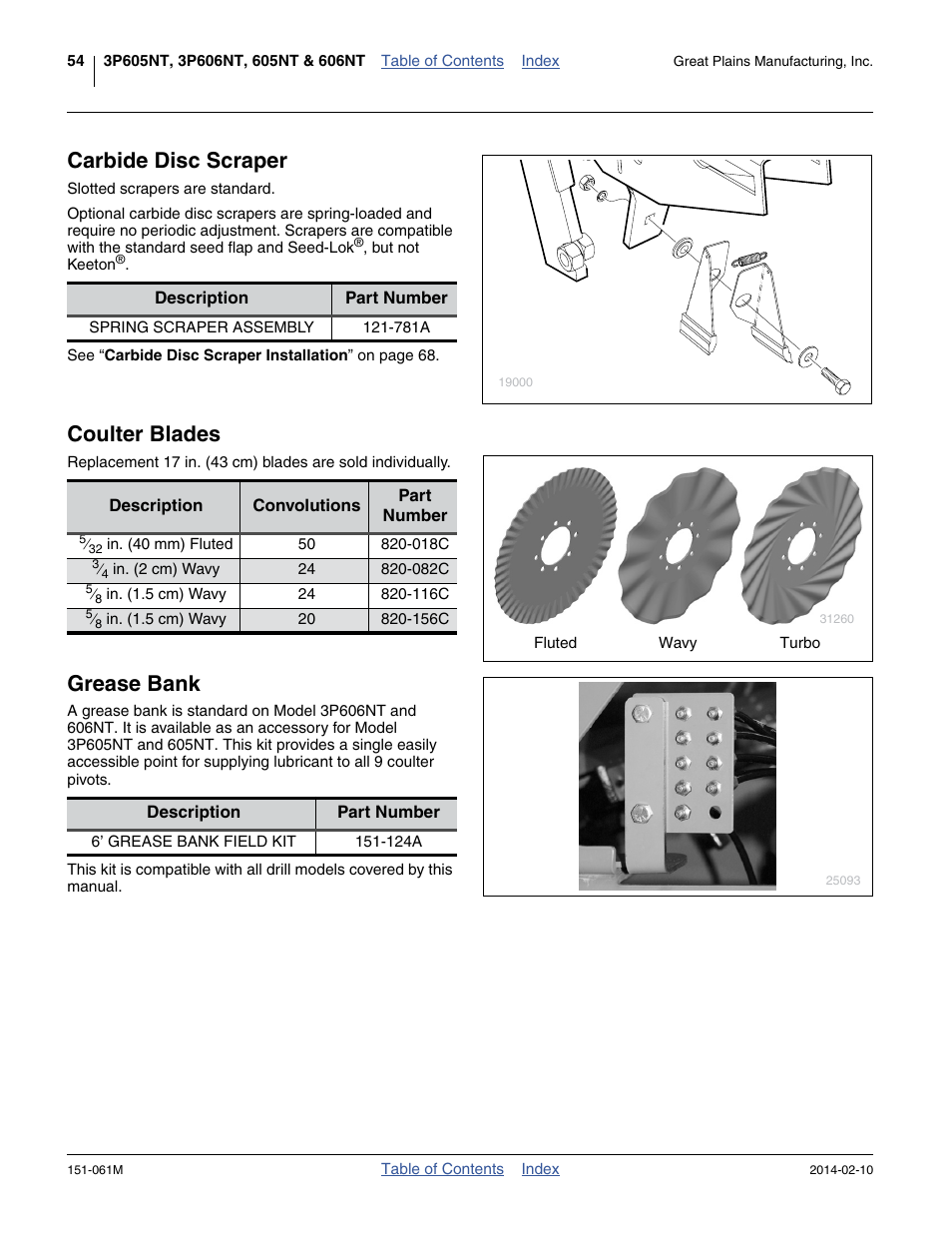Carbide disc scraper, Coulter blades, Grease bank | Great Plains 606NT Operator Manual User Manual | Page 58 / 80