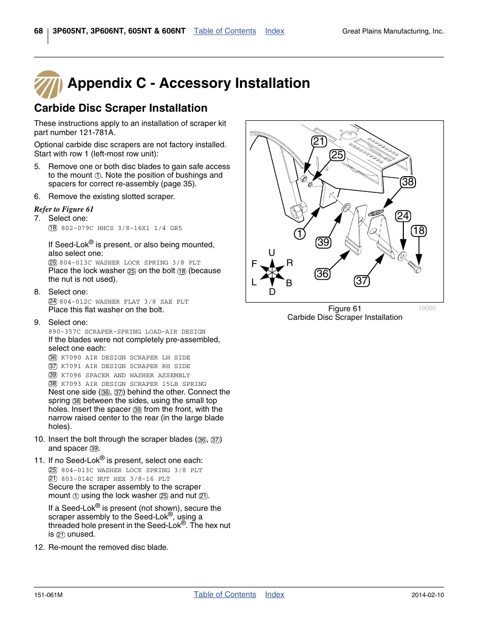 Appendix c - accessory installation, Carbide disc scraper installation | Great Plains 606NT Operator Manual User Manual | Page 72 / 80