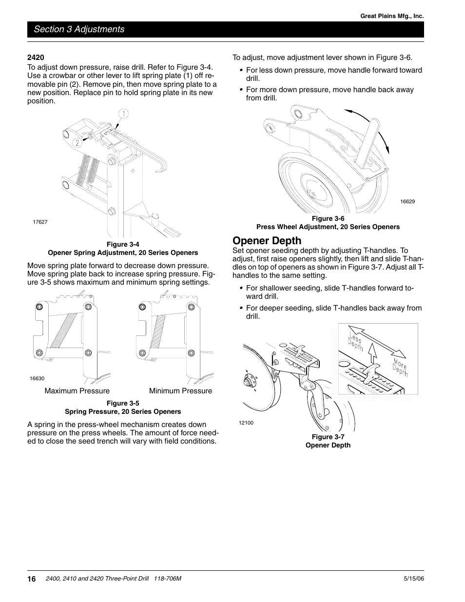 Opener depth | Great Plains 2420 Operator Manual User Manual | Page 18 / 38