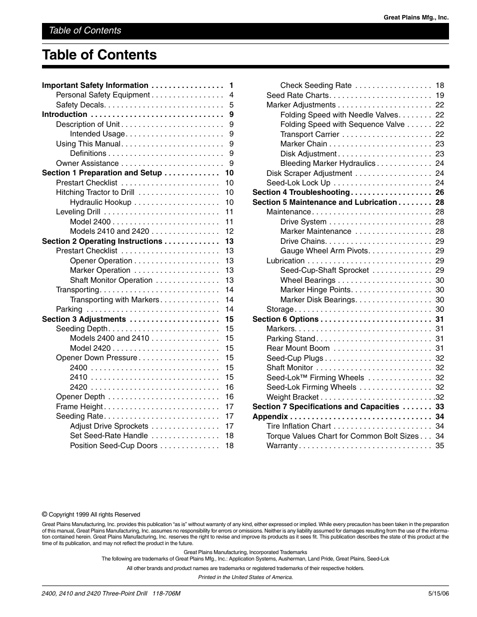 Great Plains 2420 Operator Manual User Manual | Page 2 / 38