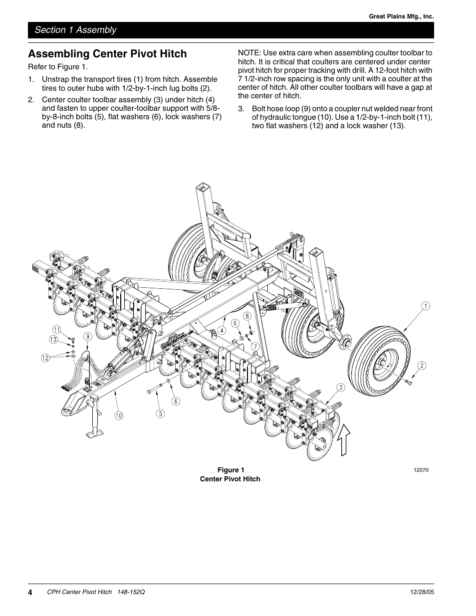 As- sembling center pivot hitch, Assembling center pivot hitch | Great Plains CPH-20 Predelivery Manual User Manual | Page 6 / 10