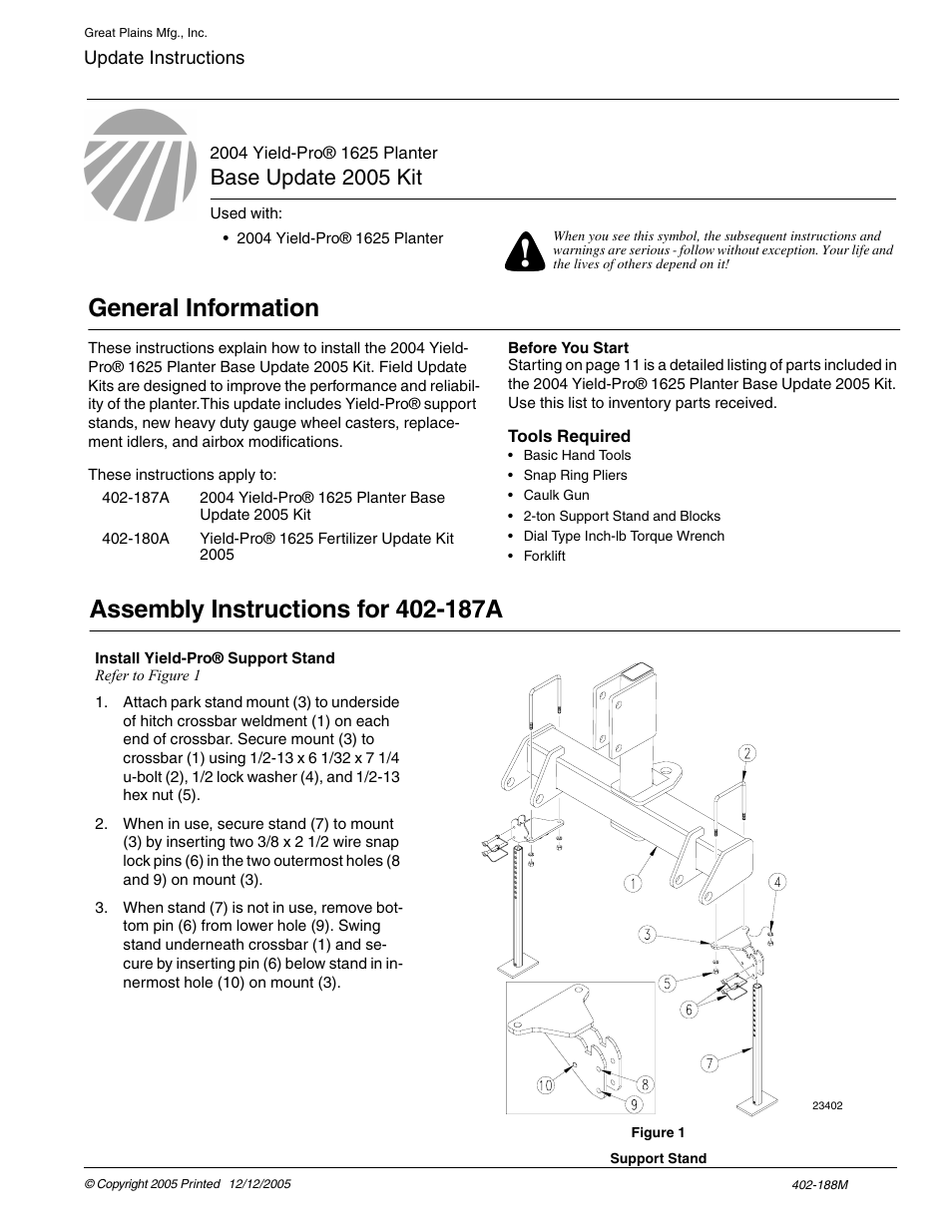 Great Plains Yield-Pro 1625 Planter 2004 User Manual | 13 pages