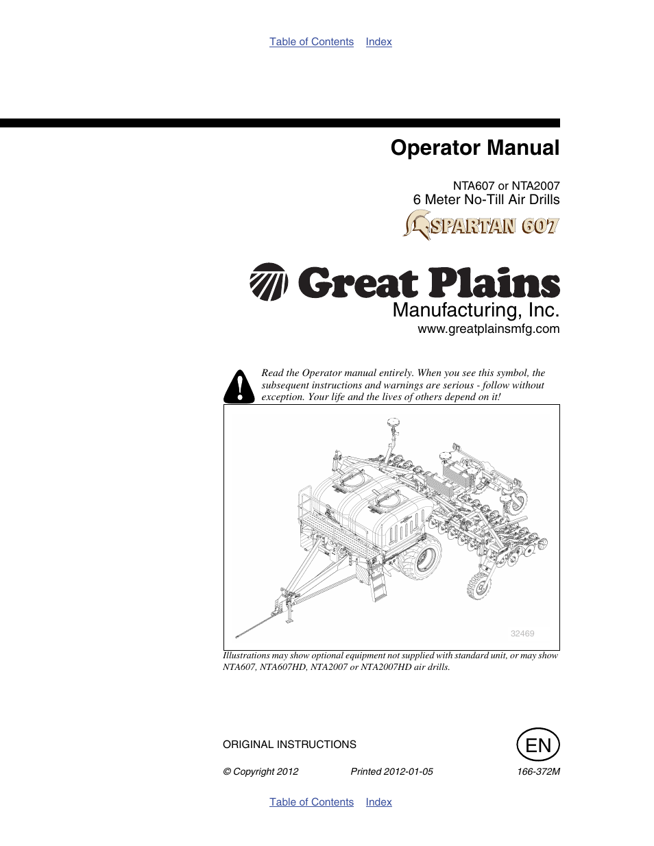 Great Plains NTA2007 Operator Manual User Manual | 180 pages
