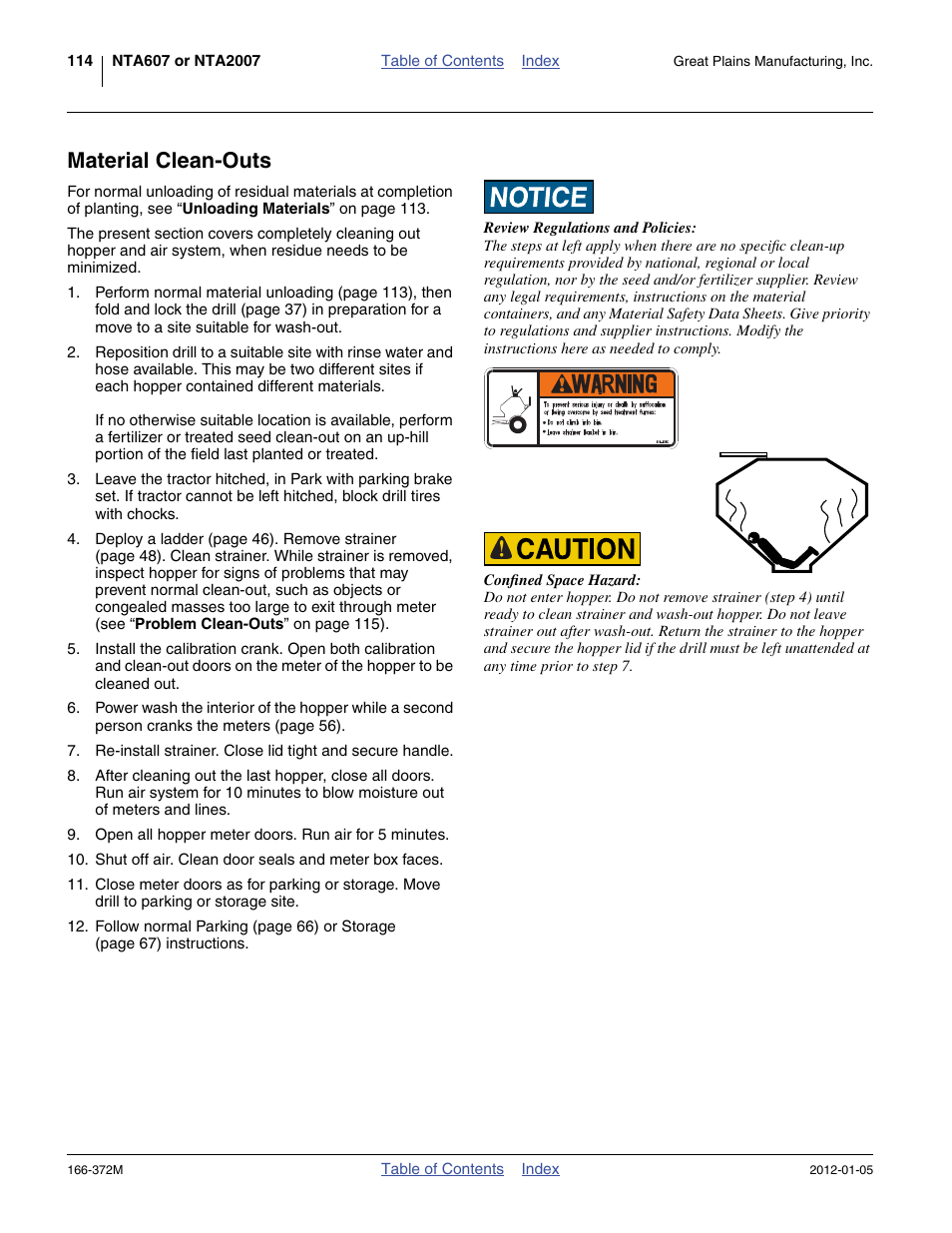 Material clean-outs | Great Plains NTA2007 Operator Manual User Manual | Page 118 / 180