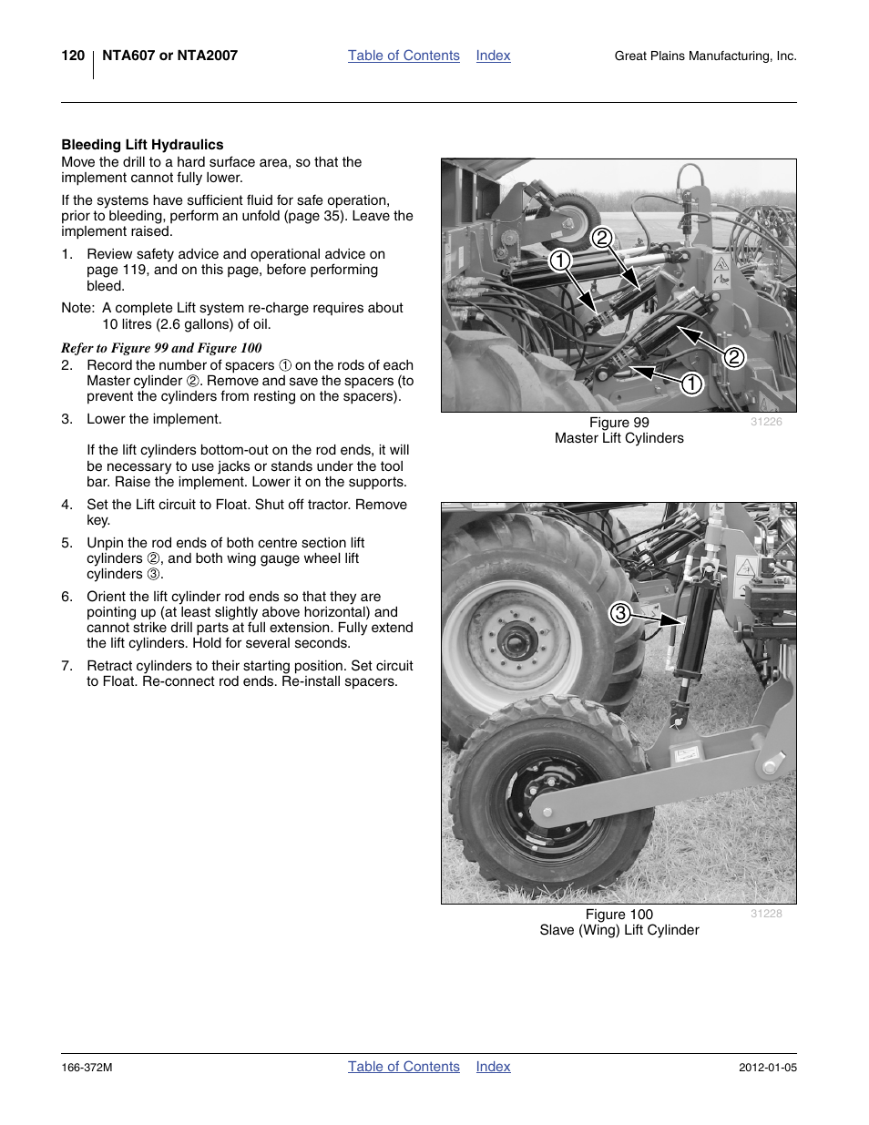 Bleeding lift hydraulics | Great Plains NTA2007 Operator Manual User Manual | Page 124 / 180