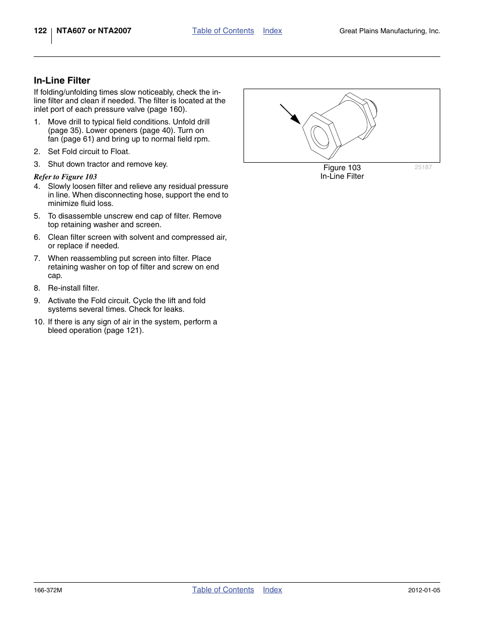 In-line filter | Great Plains NTA2007 Operator Manual User Manual | Page 126 / 180