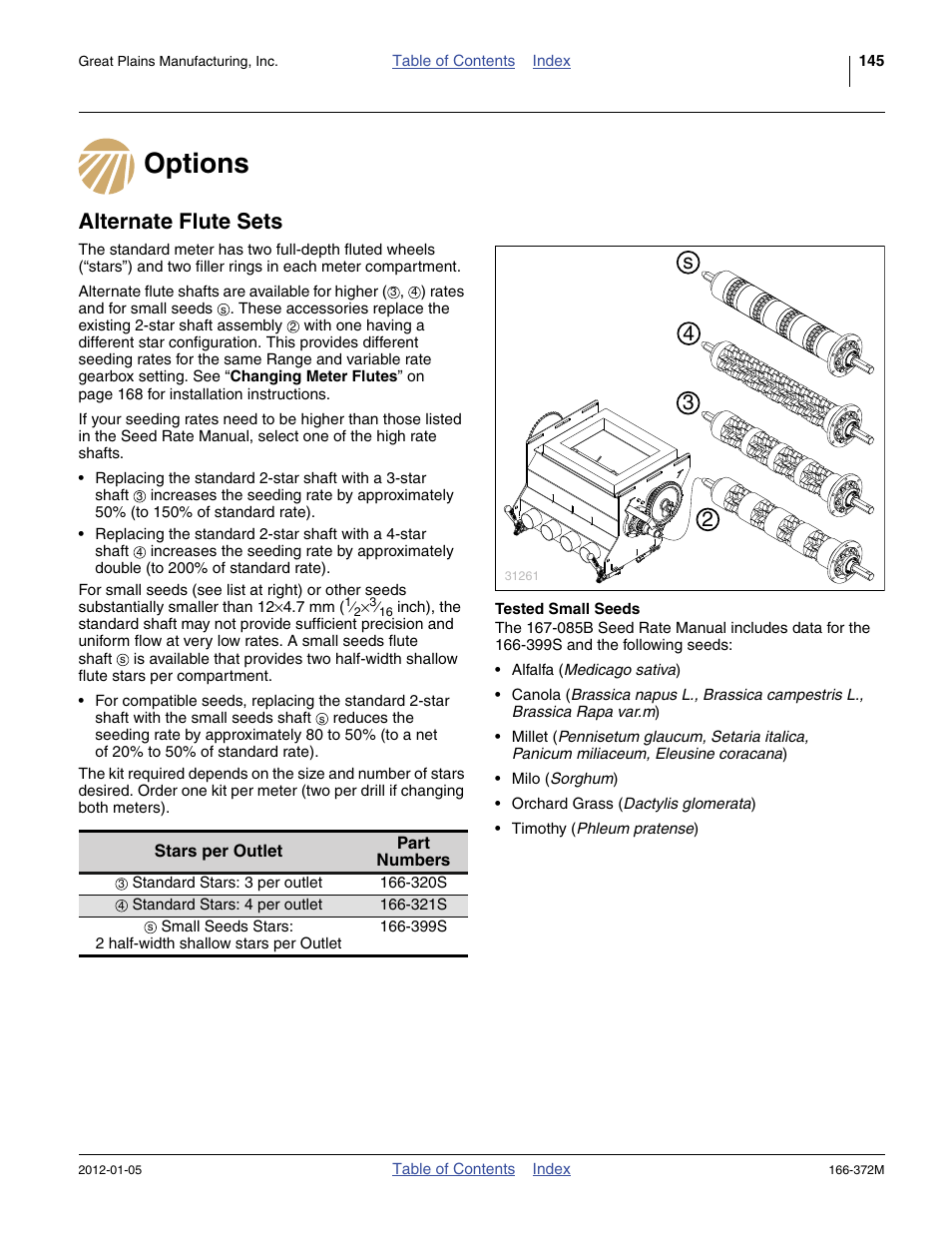 Options, Alternate flute sets, 24 3 s | Great Plains NTA2007 Operator Manual User Manual | Page 149 / 180