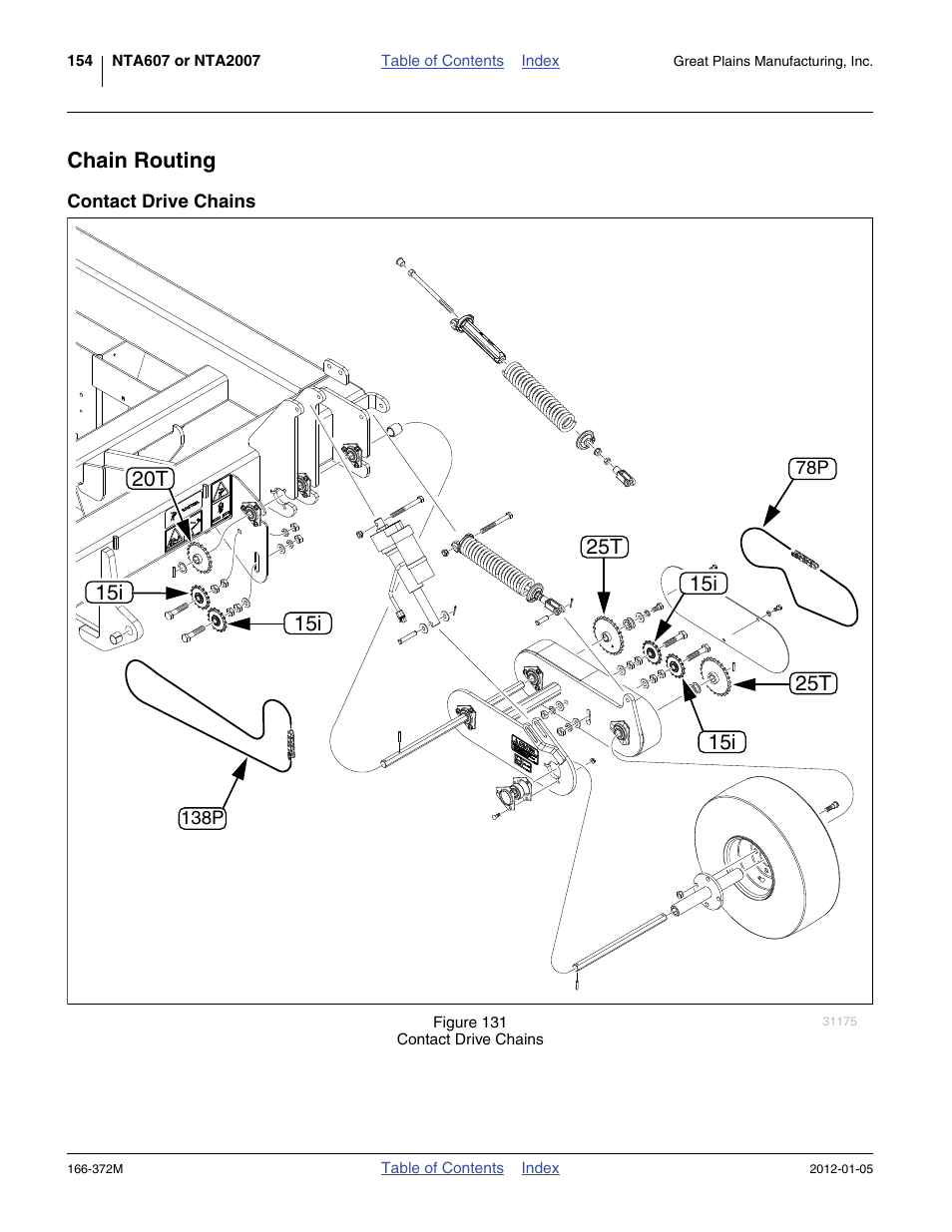 Chain routing, Contact drive chains | Great Plains NTA2007 Operator Manual User Manual | Page 158 / 180