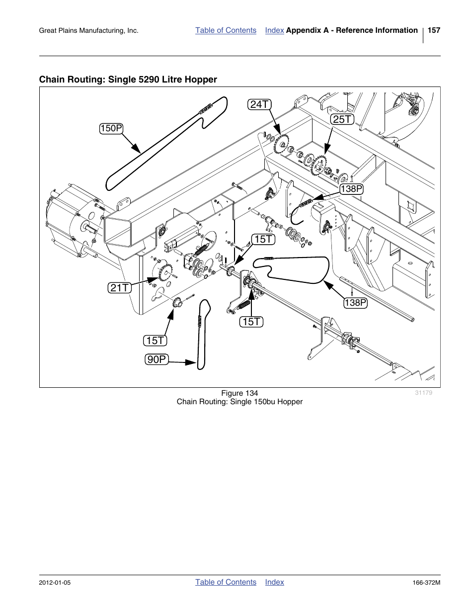 Chain routing: single 5290 litre hopper, 21t 15t | Great Plains NTA2007 Operator Manual User Manual | Page 161 / 180