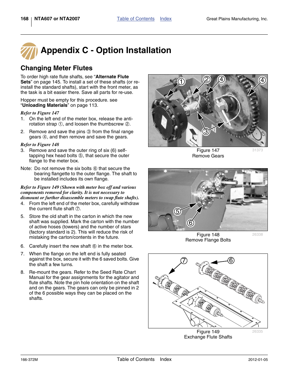 Appendix c - option installation, Changing meter flutes | Great Plains NTA2007 Operator Manual User Manual | Page 172 / 180