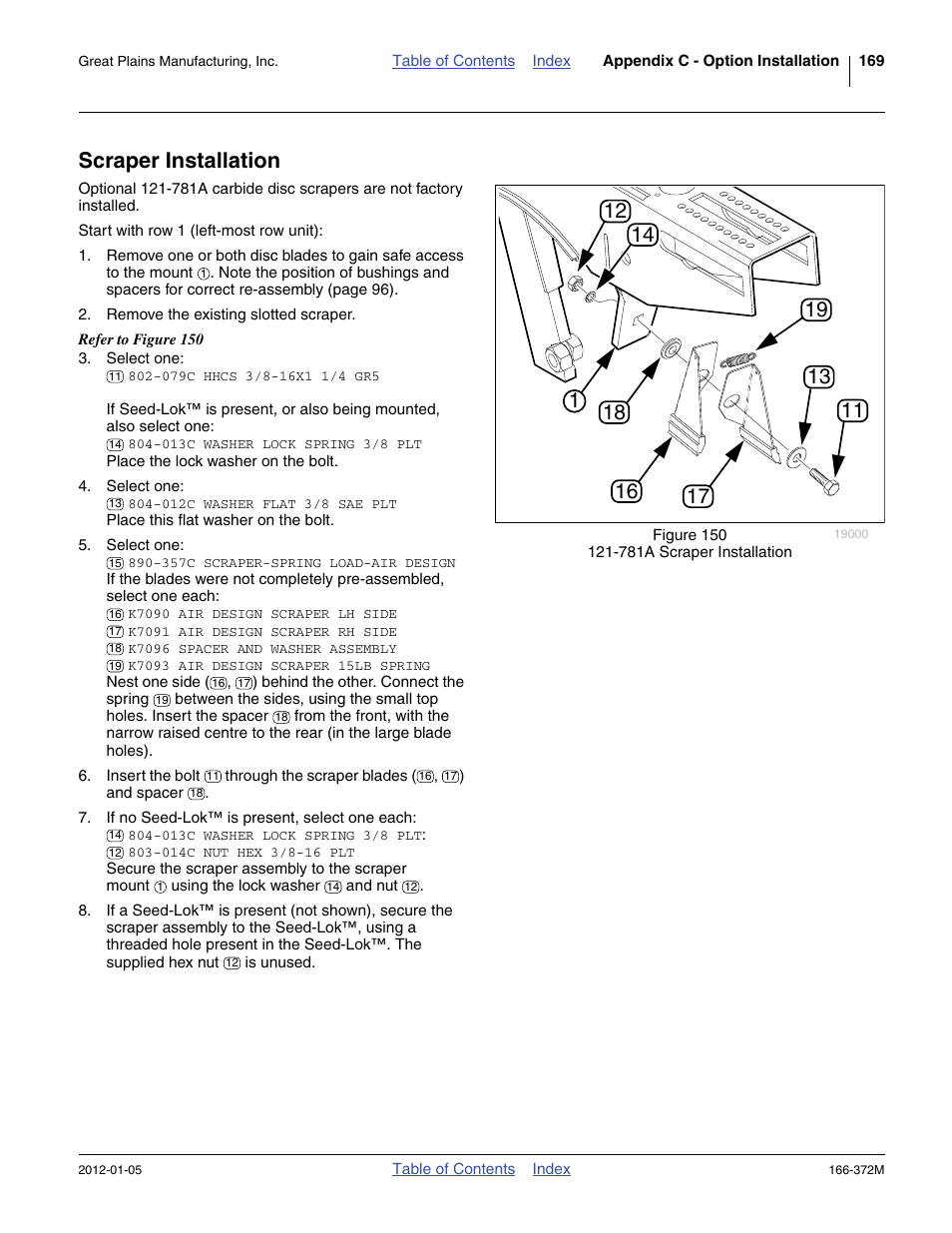 Scraper installation | Great Plains NTA2007 Operator Manual User Manual | Page 173 / 180