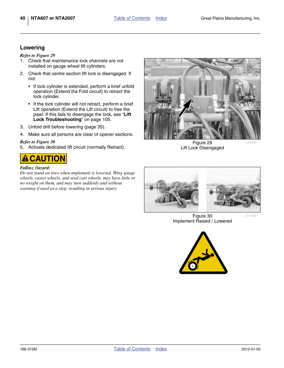 Lowering | Great Plains NTA2007 Operator Manual User Manual | Page 44 / 180