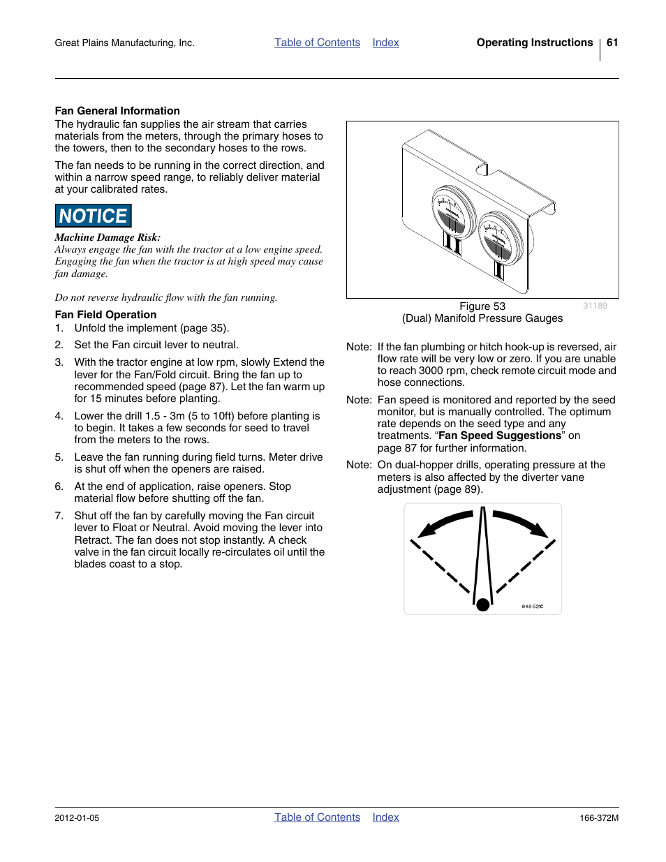 Fan general information, Fan field operation | Great Plains NTA2007 Operator Manual User Manual | Page 65 / 180