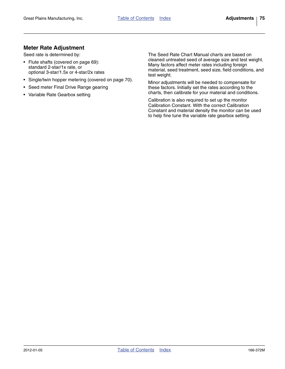 Meter rate adjustment | Great Plains NTA2007 Operator Manual User Manual | Page 79 / 180