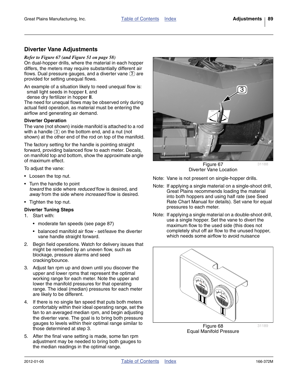 Diverter vane adjustments, Diverter operation, Diverter tuning steps | Great Plains NTA2007 Operator Manual User Manual | Page 93 / 180