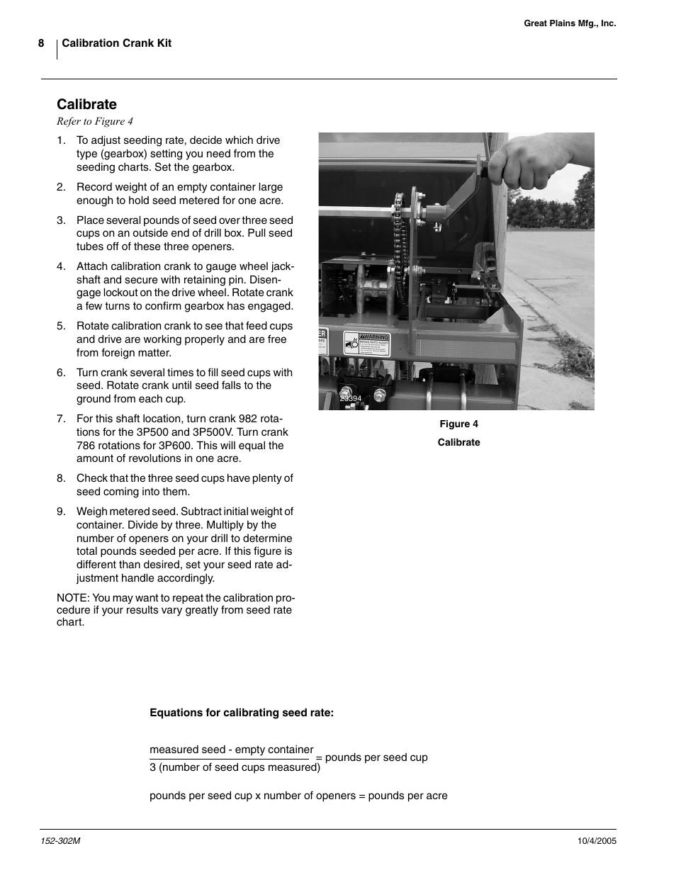 Calibrate | Great Plains CALIBRATION CRANK Assembly Instructions User Manual | Page 8 / 11