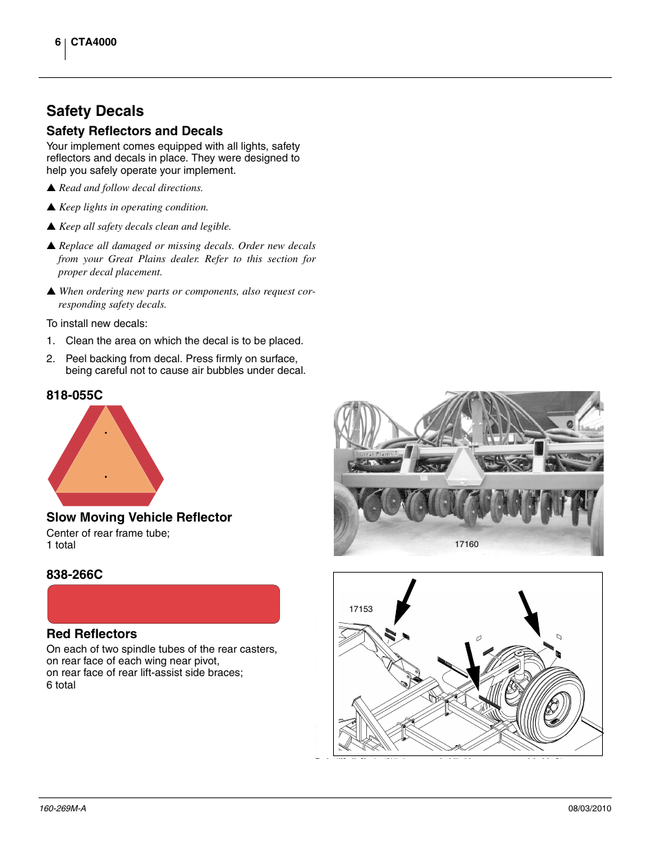 Safety decals, Safety reflectors and decals | Great Plains CTA4000 Operator Manual User Manual | Page 10 / 66