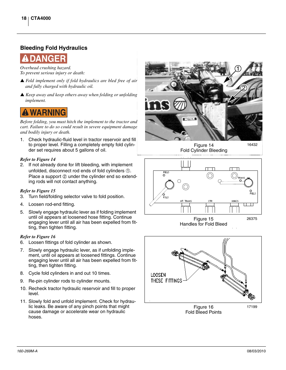 Bleeding fold hydraulics | Great Plains CTA4000 Operator Manual User Manual | Page 22 / 66