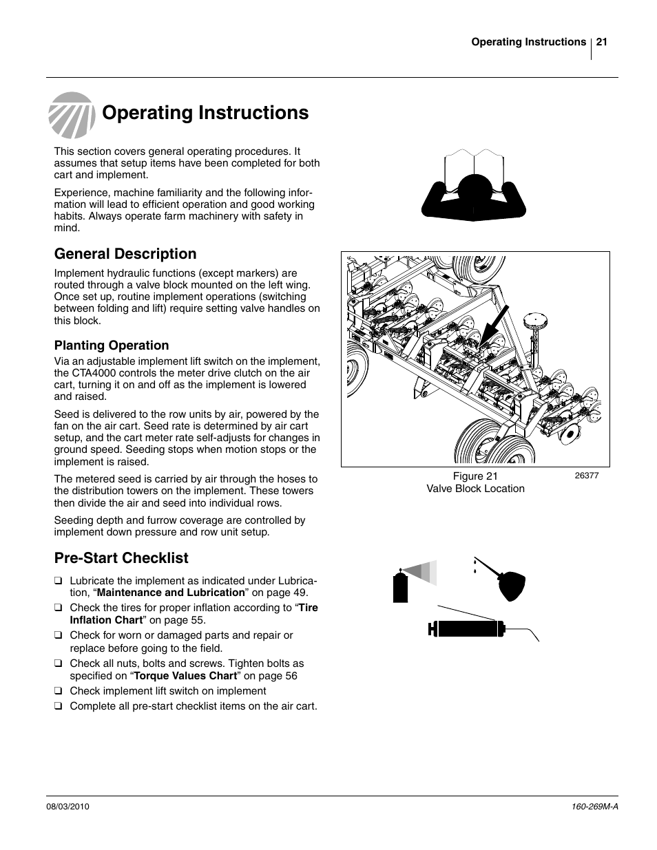 Operating instructions, General description, Planting operation | Pre-start checklist, Operating instructions general description | Great Plains CTA4000 Operator Manual User Manual | Page 25 / 66