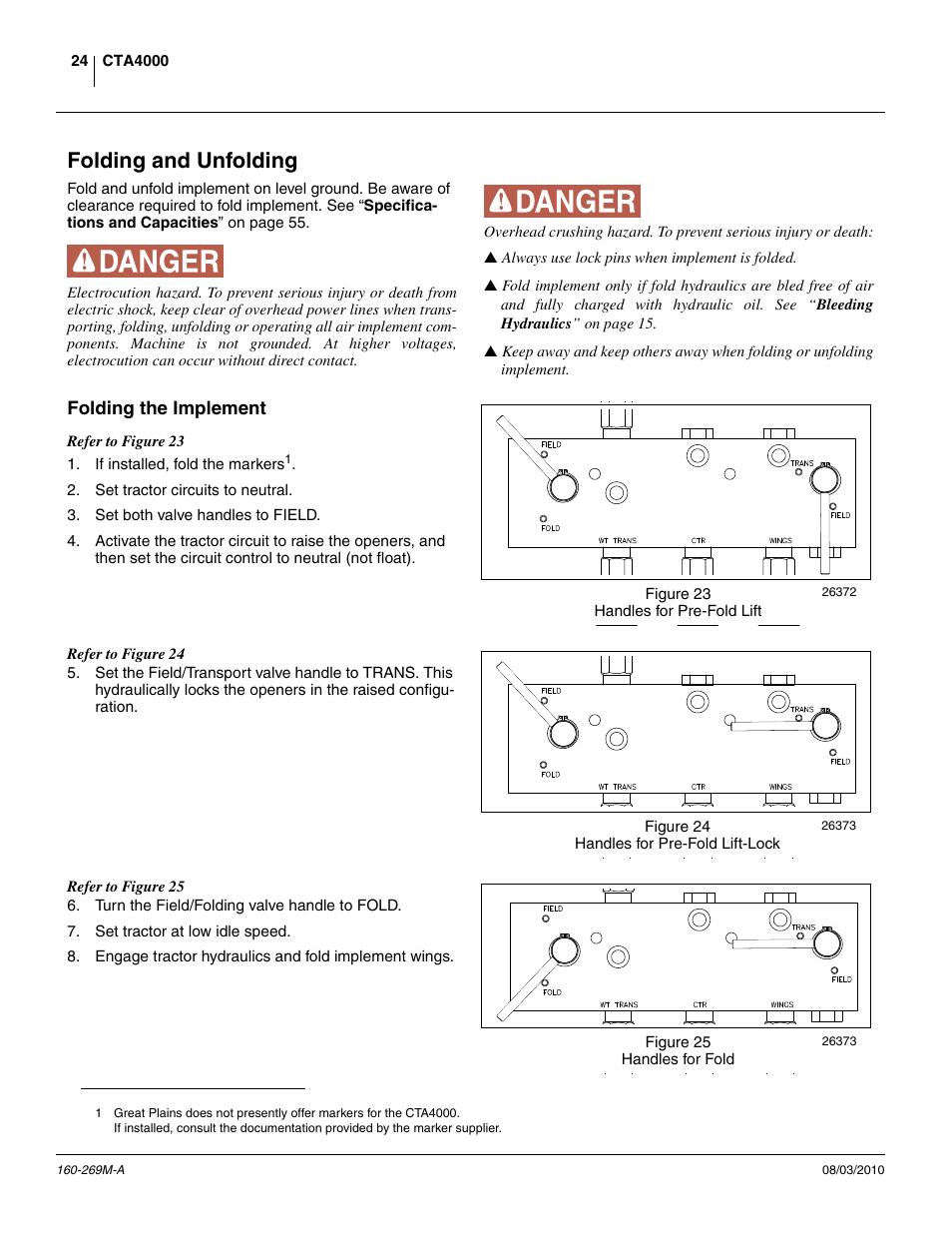 Folding and unfolding, Folding the implement | Great Plains CTA4000 Operator Manual User Manual | Page 28 / 66