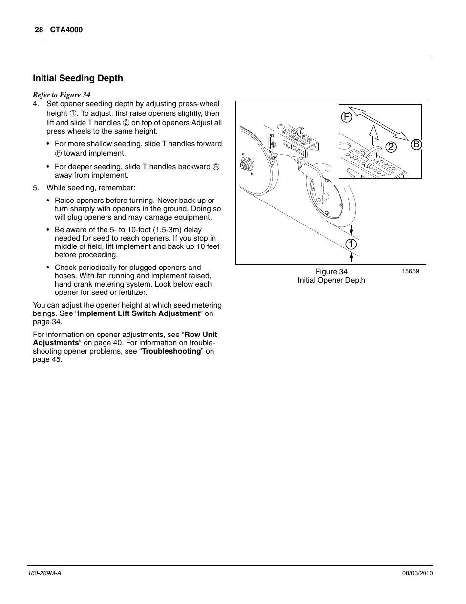 Initial seeding depth | Great Plains CTA4000 Operator Manual User Manual | Page 32 / 66