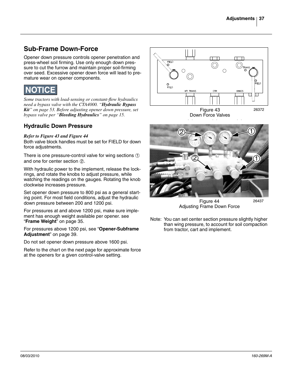 Sub-frame down-force, Hydraulic down pressure | Great Plains CTA4000 Operator Manual User Manual | Page 41 / 66